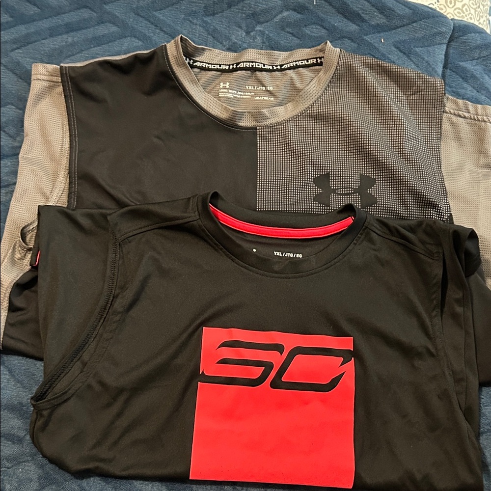 Under Armour Youth Large Bundle of 2 Performance Sleeveless Jerseys